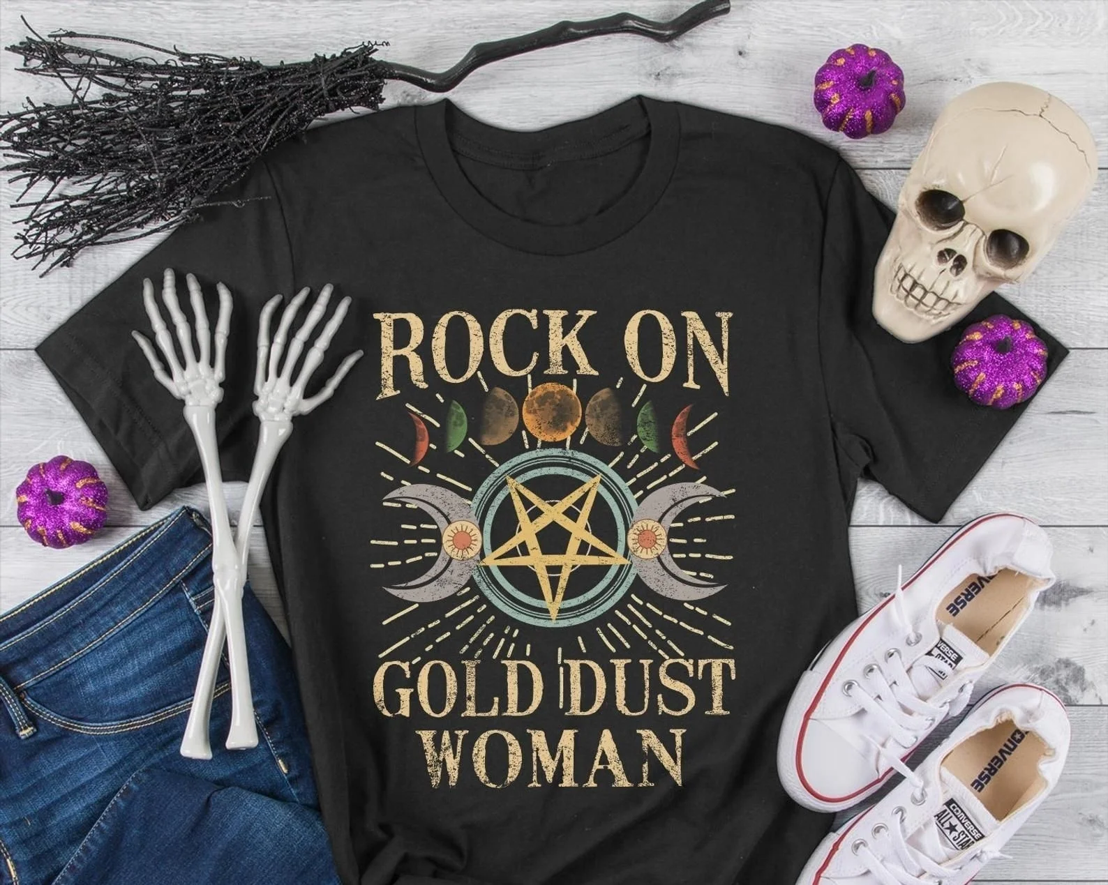 HAHAYULE-JBH Rock na Zlatý Prach Žena List Vytlačené T Shirt Stevie Nicks Style Fashion Street Oblečenie Obrázok 0 