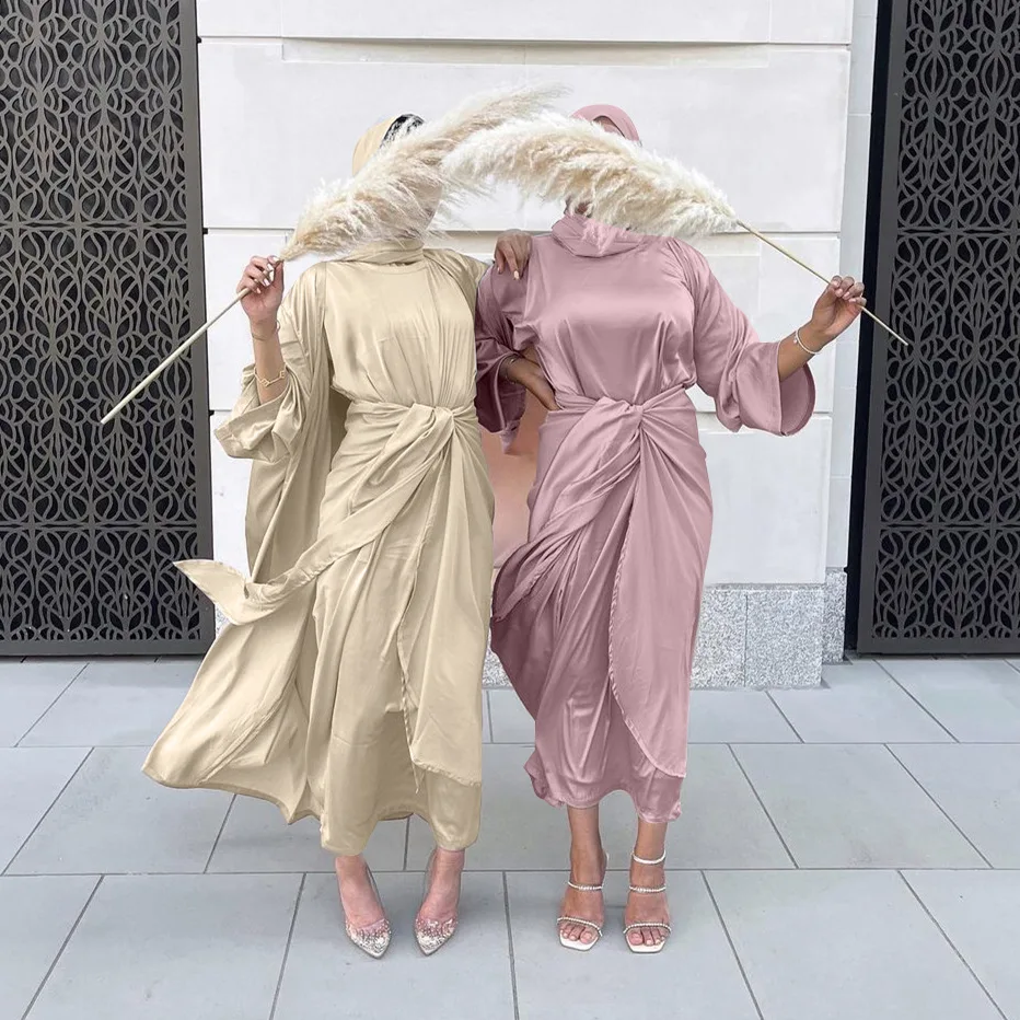2021 Moslimských Abayas pre Ženy, turecké Šaty 3 Ks spôsobom Nastaví Hidžáb Oblečenie 2021 Cardigan Abaya Dubaj turecká Islamská Oblečenie