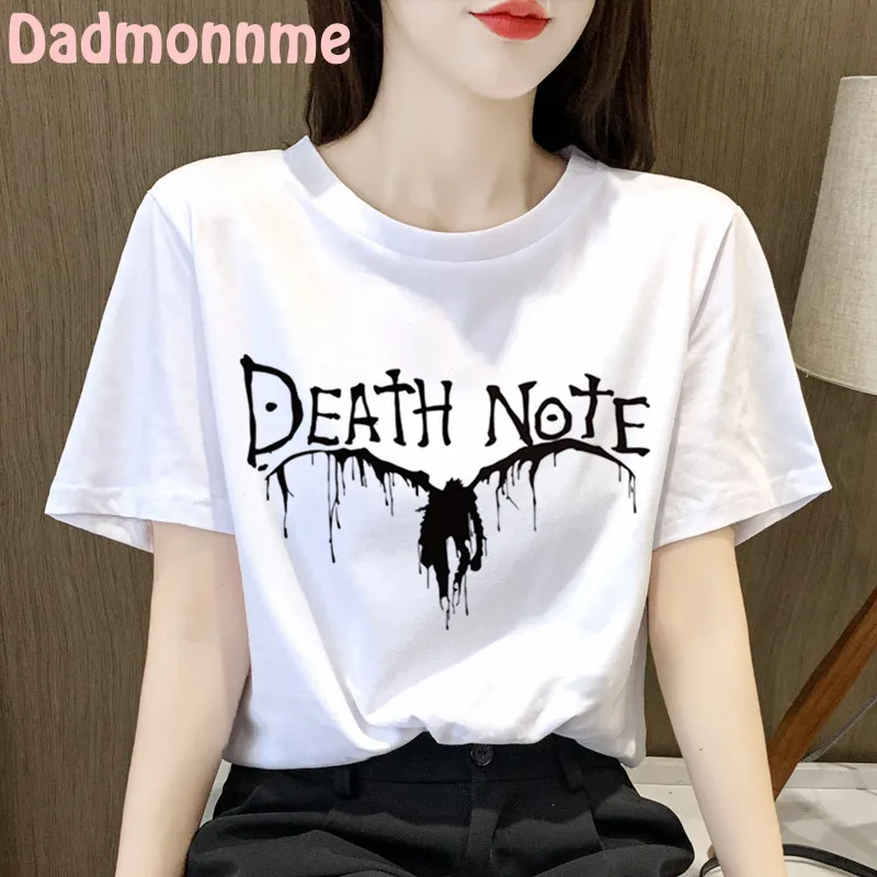 Letné 2021 Nové Death Note Tlač Oblečenie Žien T Shirt Estetika Grafické Biele Krátky Rukáv Polyester dámske Tričko Žena