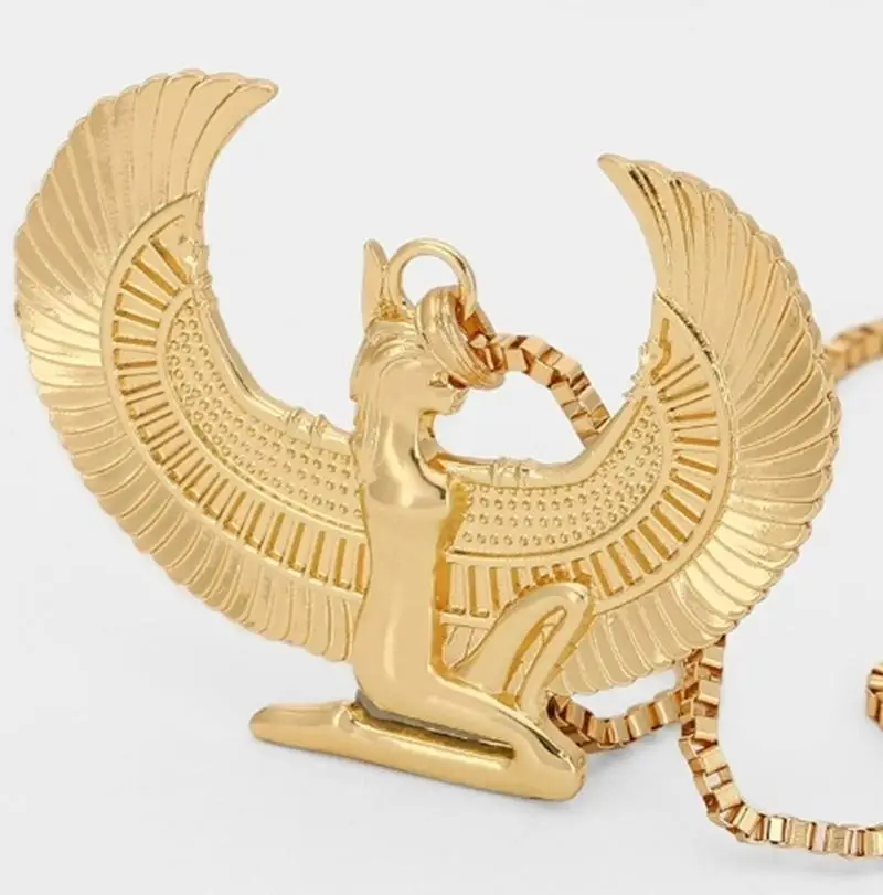 Pánske a dámske Módne Retro Starovekej Egyptskej Bohyne Isis Krídla Prívesok Náhrdelník Bežné Amulet Šperky Darček