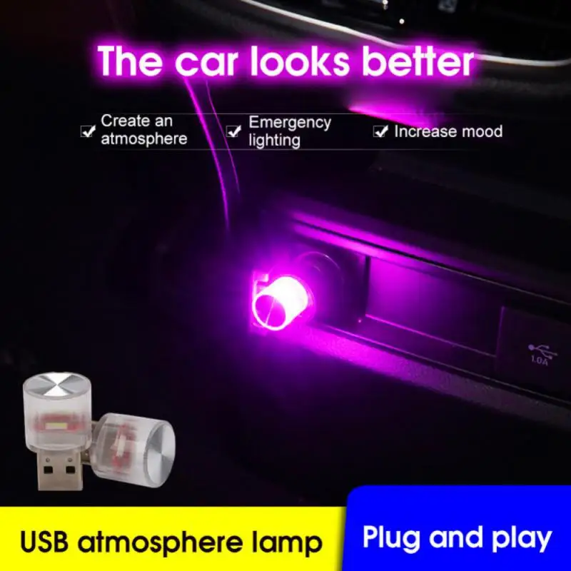 Auto Mini USB LED Osvetlenia Okolitého prostredia Auto Interiéru Atmosféru Svetlo Dekoračné Svietidlo pre Strany, Blikajúce Farebné Prenosné Plug Play