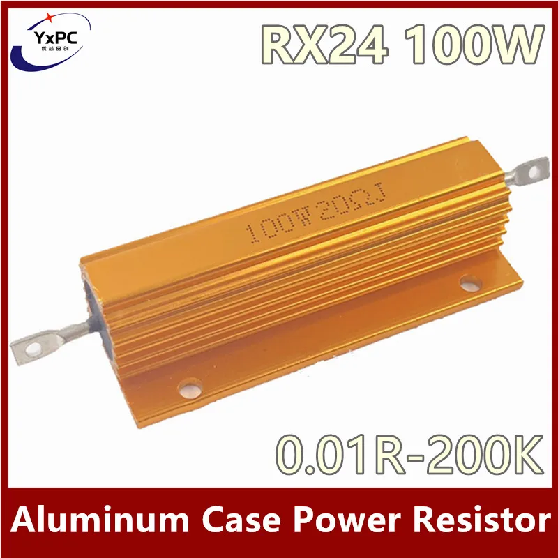 RX24 100W 0.01 R-200 TISÍC Hliník Power Metal púzdro Drôtové Odpor 0.03 R 0.08 R 0.2 R 0.5 R 1R 1.8 R 2R 3.3 R 4.7 R 1.8 K, 2K ohm